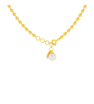 Kiku Glow Necklace in 18K Yellow Gold With a Lapiz Lazuli Stone on a Chain of Golden Beads