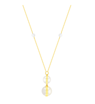 Kiku Glow Sphere Necklace In 18K Yellow Gold With Moonstone