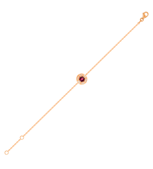 KANZI Bracelet in 18K Rose Gold and studded with Raspberry Rhodolite.