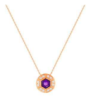 KANZI Necklace in 18K Rose Gold and studded with Purple Amethyst.