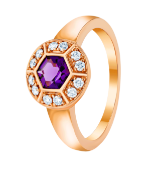 KANZI Ring in 18K Rose Gold and studded with Purple Amethyst.