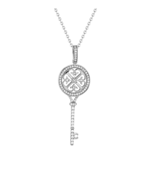 Lace Key 18k White Gold Diamond Necklace