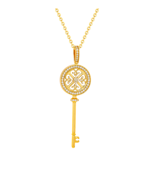 Lace Key 18k Yellow Gold Diamond Necklace