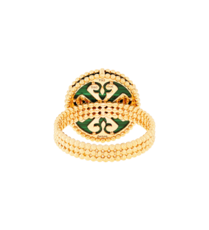 Lace Single Medallion Ring in 18K Rose Gold With Malachite And Diamonds