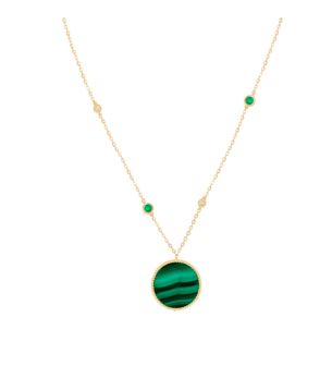 Lace Malachite Diamond Necklace with Emeralds