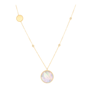 Lace Black Mother of Pearl Diamond Necklace in 18K Yellow Gold