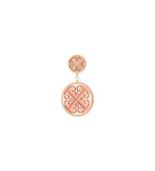 Lace Double Medallion Earrings in 18K Rose Gold With Pink Opal And Diamonds
