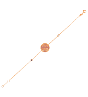Lace Single Medallion Bracelet in 18K Rose Gold With Pink Opal, Pink Sapphire And Diamonds