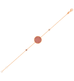 Lace Single Medallion Bracelet in 18K Rose Gold With Pink Opal, Pink Sapphire And Diamonds