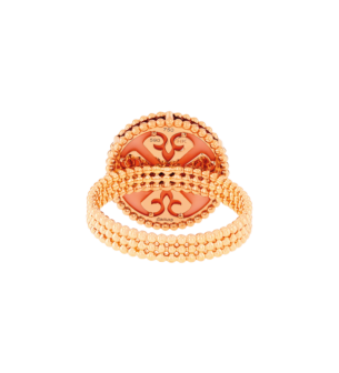 Lace Single Medallion Ring in 18K Rose Gold With Pink Opal And Diamonds
