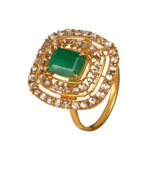 Legacy Diamond & Emerald Ring in 22K Gold