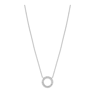 Diamond Circle Chain Necklace in 18K White Gold