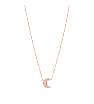 Djula Diamond Moon Chain Necklace in 18K Rose Gold