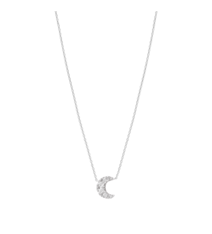 Diamond Moon Chain Necklace in 18K White Gold
