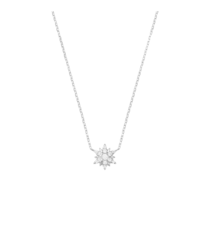 Diamond Mini Sun Chain Necklace in 18K White Gold