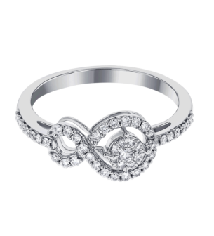 OSE Rings in 18K White Gold Studded  with   Round Diamonds