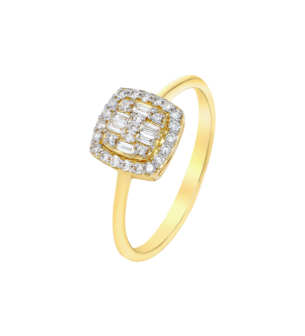 OneSixEight Square Shaped Diamond Ring 18K Yellow Gold