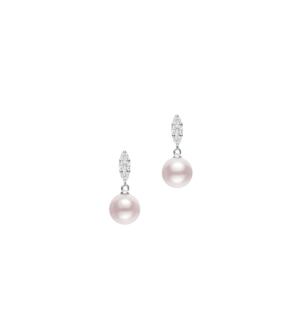 Mikimoto Morning Dew, Akoya Pearl and Diamond Earring in 18K White Gold