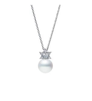 Mikimoto Classic Collection, Pearl and Diamond Pendant in 18K White Gold