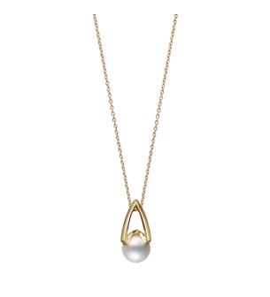 Mikimoto M Collection, Akoya Pearl and Diamond Pendant in 18K Yellow Gold
