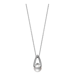 Mikimoto M Collection, Akoya Pearl and Diamond Pendant in 18K White Gold