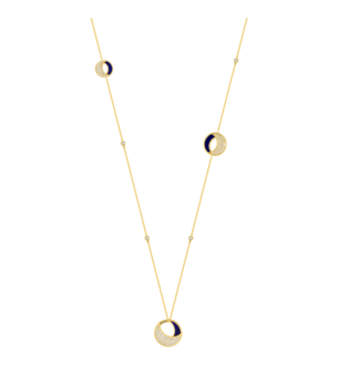 Qamar Tin Cup Necklace in 18K Yellow Gold, with Lapiz Lazuli and Diamonds