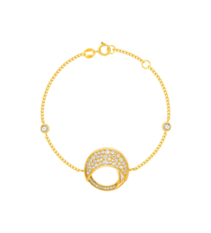 Qamar Bracelet in 18K Yellow Gold, with Mother of Pearl and Diamonds