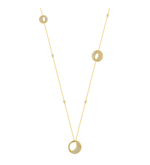 Qamar Tin Cup Necklace in 18K Yellow Gold, with Mother of Pearl and Diamonds