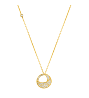 Qamar Necklace in 18K Yellow Gold, with Mother of Pearl and Diamonds