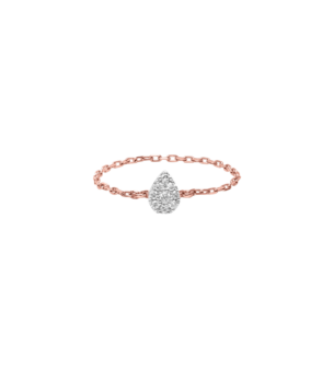  Diamond Pear Chain Ring in 18K Rose Gold 
