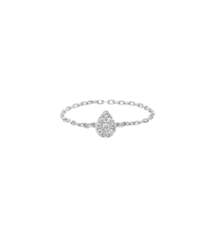  Diamond Pear Chain Ring in 18K White Gold 