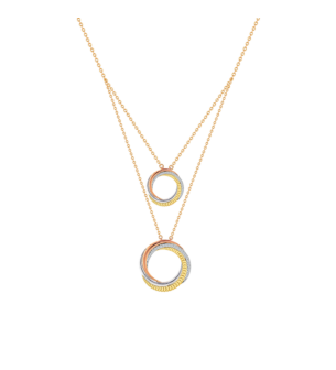 Revolve Trio 18k Yellow, Rose and White Gold Necklace with Diamonds