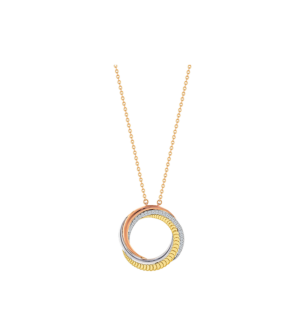 Revolve Trio 18k Yellow, Rose and White Gold Necklace with Diamonds