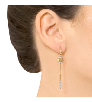 Revolve Diamond Earrings with Moving Mechanism set in 18K Yellow Gold