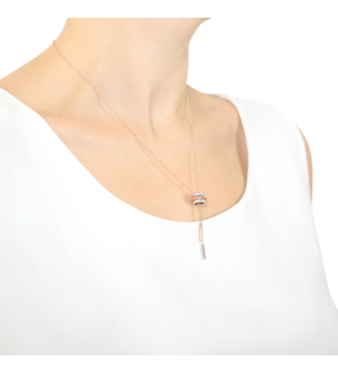 Revolve Diamond Pendant Chain With Moving Mechanism with sliding chain set in 18K Rose Gold