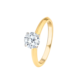 Gaia Solitaire 1 Carat Engagement Diamond Ring 18K Yellow Gold 