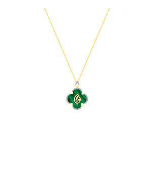 Ummi Yellow Gold Necklace with Diamond and Malachite  