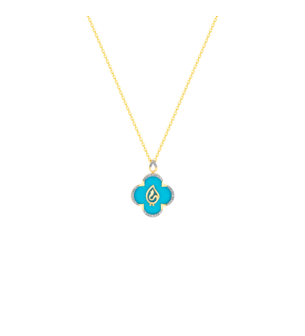 Ummi Yellow Gold Necklace with Diamond and Turquoise  