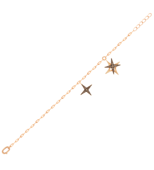 STAR Adjustable Bracelet in 18K Rose Gold and Studded with Brown Diamonds