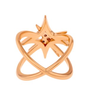 STAR Double Band Crossed Ring in 18K Rose Gold and Studded with Brown Diamonds