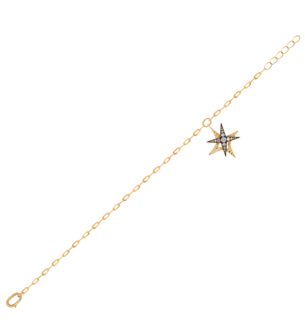 STAR Adjustable Bracelet in 18K Yellow Gold and Studded with White Diamonds