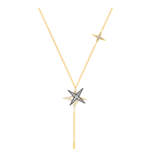 STAR Y Necklace in 18K Yellow Gold and Studded with White Diamonds