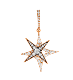 STAR Drop Earrings in 18K Rose Gold and Studded with White and Brown Diamonds