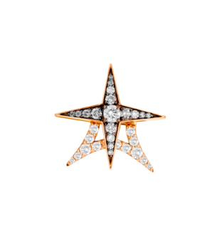 STAR Stud Earrings in 18K Rose Gold and Studded with White and Brown Diamonds