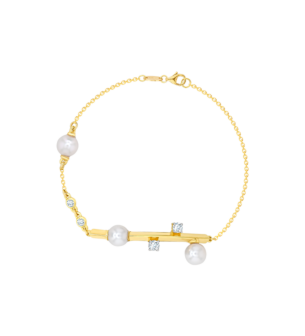 Harmony by Symphony Bracelet 18K Yellow Gold with Akoya Pearls and Diamond 