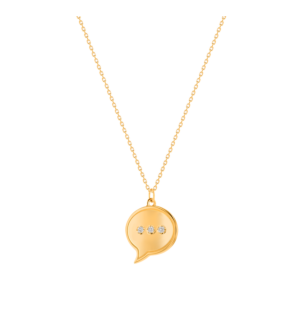 Bubble Round Typing Dots Diamond Necklace in 14k Yellow Gold