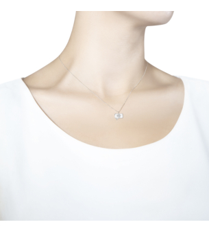 Bubble Typing Dots rectangular Diamond Necklace in 14k White Gold
