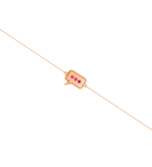 Bubble Typing Dots rectangular Ruby Adjustable Bracelet in 14k Rose Gold