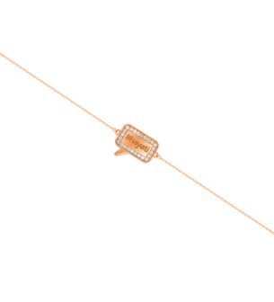 HAYATI Bubble rectangular Diamond Border Adjustable Bracelet in 14k Rose Gold