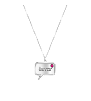 AMOR Bubble rectangular Ruby Necklace in 14k White Gold